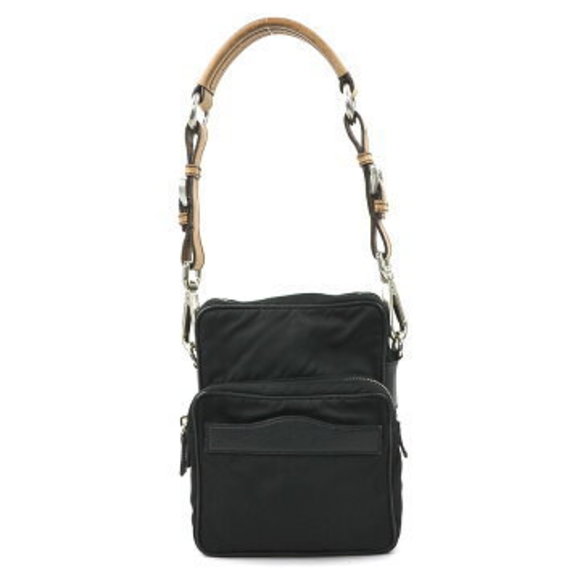 Prada Shoulder Bag nylon leather black brown - Picture 1 of 5